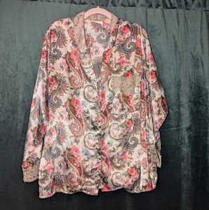 Vintage Gold Label Victoria Secret long sleeve Satin top  Size M.